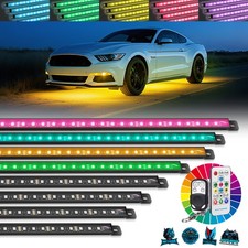 8Pcs RGB Car Underglow LED Light Bar Car SUV Exterior Neon Underbody Light Strip