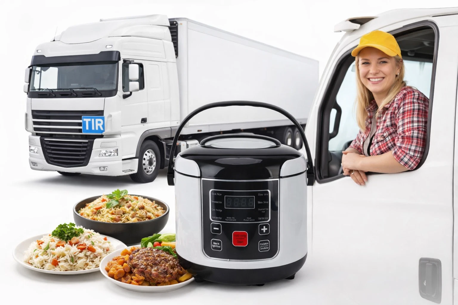 Car Food Rice Cooker MULTICOOKER 2L 24V TIR Bus LCD Timer Travel Truck Driver