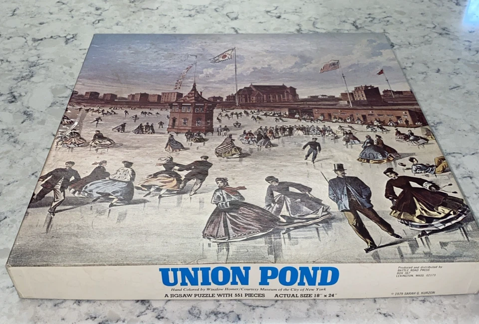 UNION POND PUZZLE - 1975 SARAH G KURZON - 551 PIECES 18"x24" (ONE MISSING PIECE) - Image 2 of 4