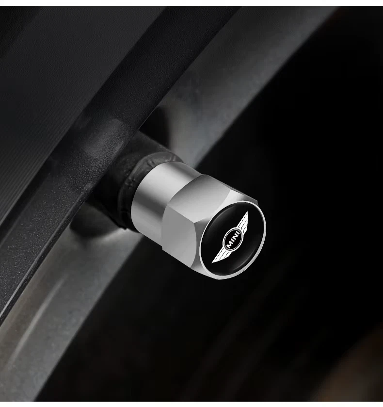 4 Dust Valve Caps & key tag For MINI Cooper S JCW R55 R56 R50 R53 R60 R61 F54 - Image 2 of 4