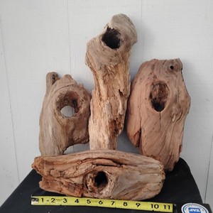 Lot Of Driftwood (4 Pieces )With Holes Unique Shapes Good Size Chunks #A12