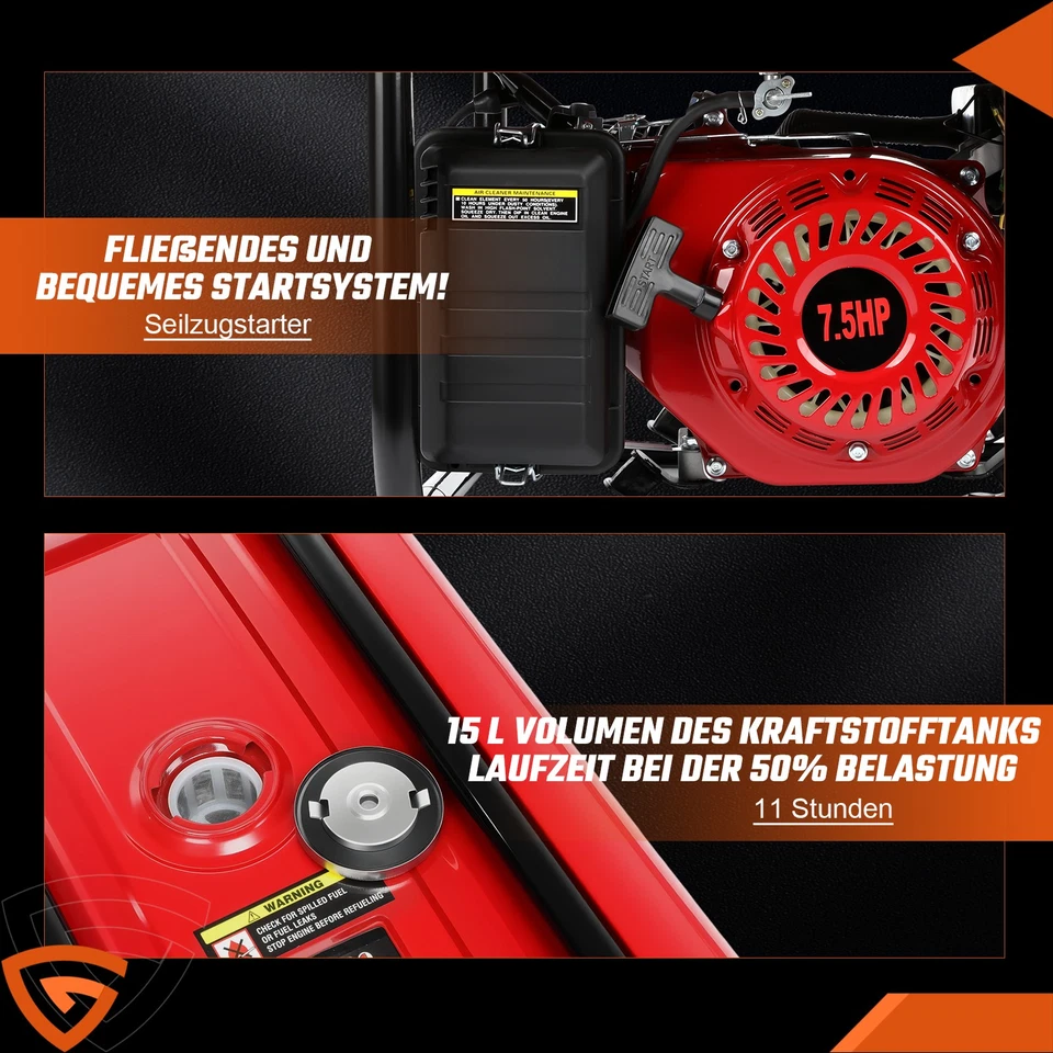 STROMERZEUGER BENZIN NOTSTROMAGGREGAT STROMAGGREGAT STROMGENERATOR 7,5PS 6500W - Bild 3 von 4