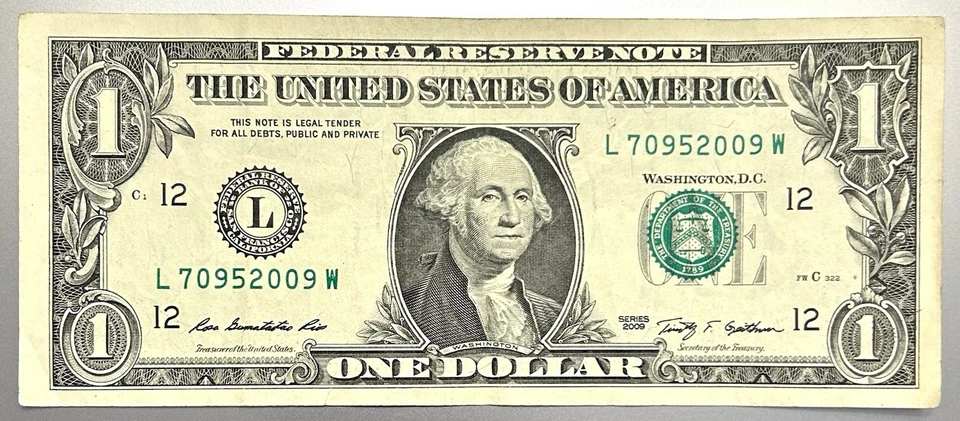 Rare Matching 2009 Series + Serial $10 Bill Federal Reserve Note - Image 2 of 3