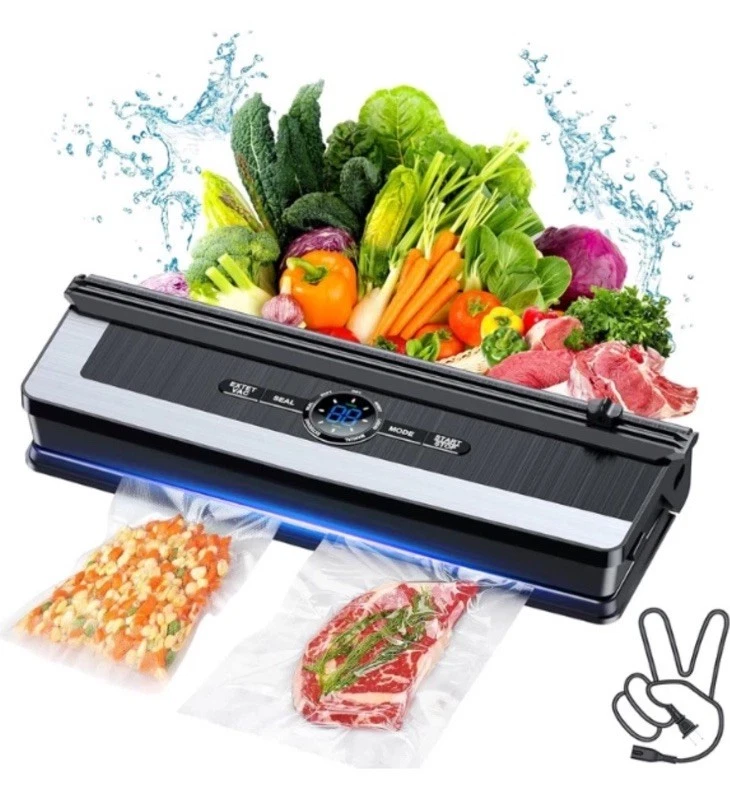 Vacuum Sealer Machine - 8 in 1 Food Food Modes with 15Pcs Seal Bags Kit (Black)