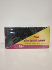 NEW Staples Slim Jewel 50 Pack CD/DVD Cases 40 Clear 10 Assorted Colors Used