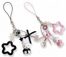 Set of 2 Lanyard Miffy Ring Charm Key Pouch Bag Purse Flower Clip Keychain New