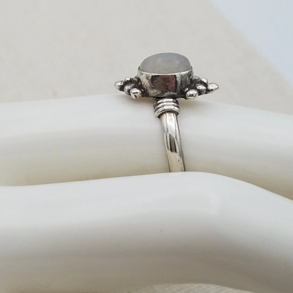 Винтажное кольцо из стерлингового серебра 925 пробы с лунным камнем размер 6 - Изображение 3 из 4