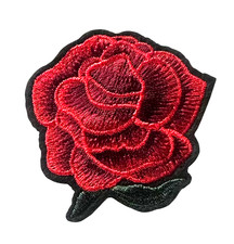 Red Rose Iron-On patch 2 1/8 x 2 1/4-inch FREE SHIPPING