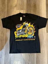 Vintage NOS Harley-Davidson Jump Into The Fire Black T-Shirt Graphic Size L