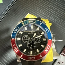 Invicta Pro Diver 50mm Silver Stainless Steel Case with Black Silicone Band,  