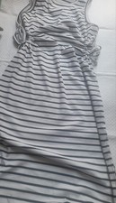 Women's M Striped Black /White Striped Cotton Maxi Dress Sleeveless