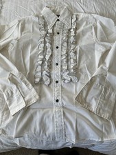 VINTAGE 1970's RUFFLED TUXEDO SHIRT - See Description For Measurements