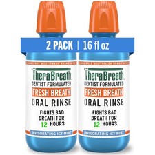 TheraBreath Fresh Breath Mouthwash, Icy Mint Flavor Alcohol-Free, 16 Fl Oz 2 Pk