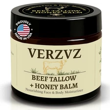 Beef Tallow for Skin and Face – Tallow and Honey Balm Moisturizer, 100% Grass-