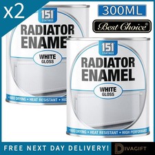 2 x RADIATOR ENAMEL WHITE GLOSS PAINT 300ML FAST DRYING FOR HIGH PERFORMANCE