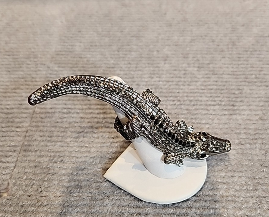 Ring Rhinestone Alligator Statement Stretch Black… - image 2