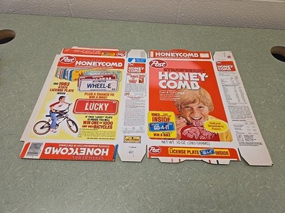 Cereal Box Strawberry Honey-Comb 1983 Honeycomb Kid License Plate Offer. NOS!!