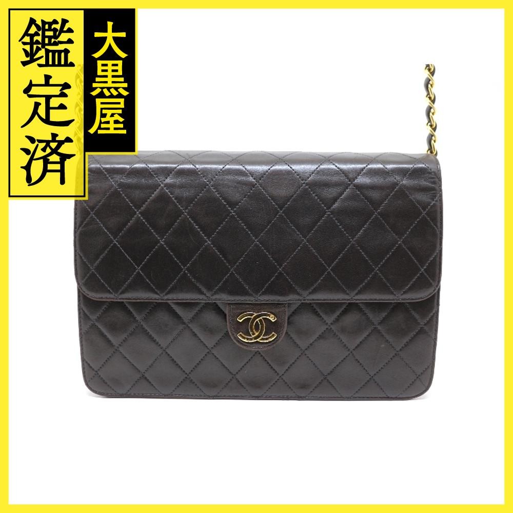 Chanel Matelasse Push Lock Chain Shoulder Bag Black Lambskin Gold Hardware 21