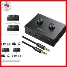 4 Port 3.5mm Stereo Audio Switch, 4 Way Stereo Audio Selector, 4 Input 1 Outp...