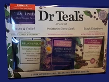 Dr Teal’s Bath Salt 4pc Set  Eucalyptus, Melatonin, Elderberry, lavender 