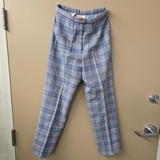 Vtg Pendleton Women s Plaid Trousers Blue 100 Wool Size 8