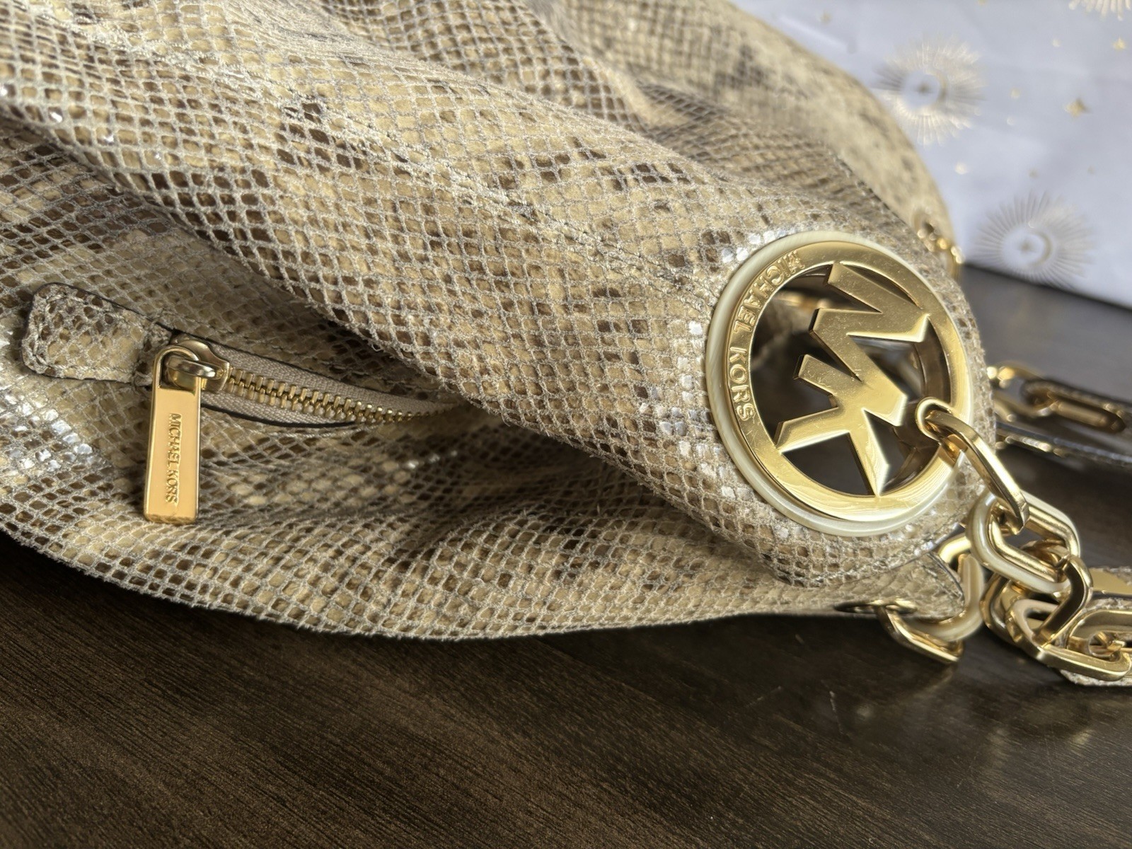 GUC Embossed Python design, leather hobo by Micha… - image 4