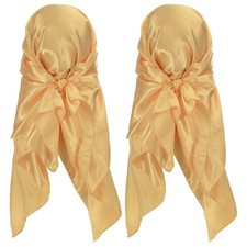 2Pcs 35 Inch Square Satin Head Scarf Silk Feeling Hair Scarf, Gold