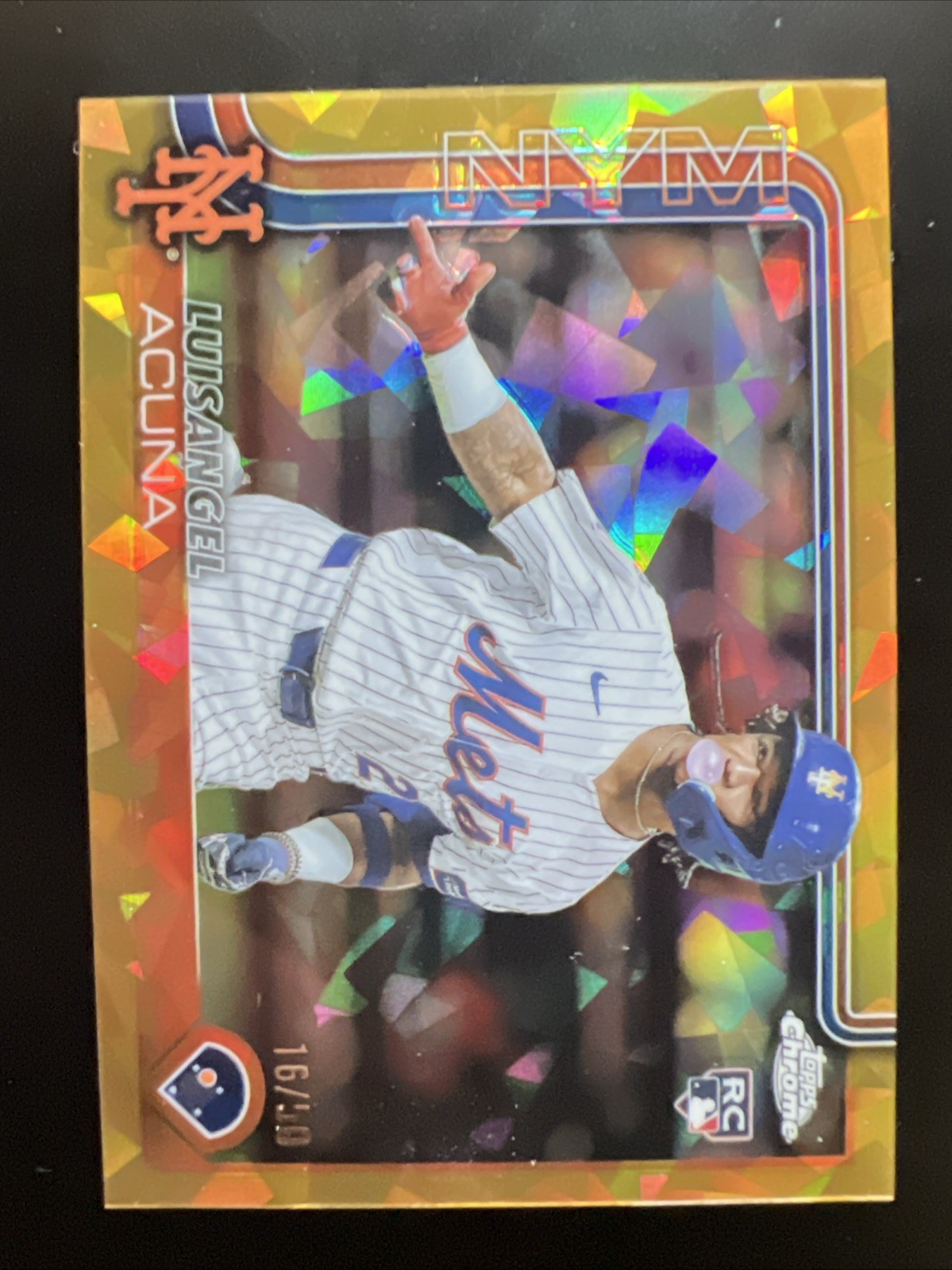 2025 Topps Chrome Sapphire Luisangel Acuna #56 Gold Refractor /50 Image Var SP