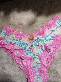 Victoria's Secret Sexy Little Things Cheeky Bright Logo Lace Insert Large Rare 