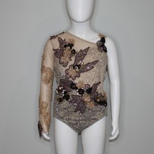 Annie Sutter Girl's Custom Costume Leotard with Rhinestone Crystals size 10-12