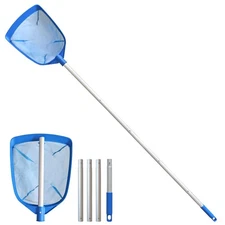 Swimming Pool Leaf Skimmer Net, with 5 Sections Telescopic Aluminum Pole & Ny...