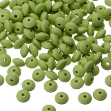 180 Pcs Bulk Silicone Lentil Beads, 12mm Abacus Beads, Grass Green