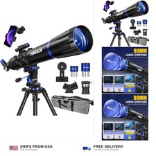 Telescope, 90mm Aperture 800mm-Telescope for Adults Kids, Professional Refr...