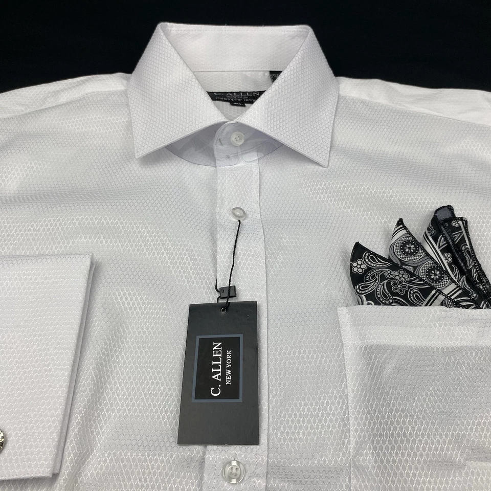 C. ALLEN Нью-Йорк платье рубашка мужская 16,5-36/37 белый французский манжеты w/ссылки новый с Ярлыками! - Изображение 4 из 4
