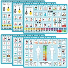6 Pcs Communication Board for Nonverbal Adults Aphasia Colorful Picture Symbo...