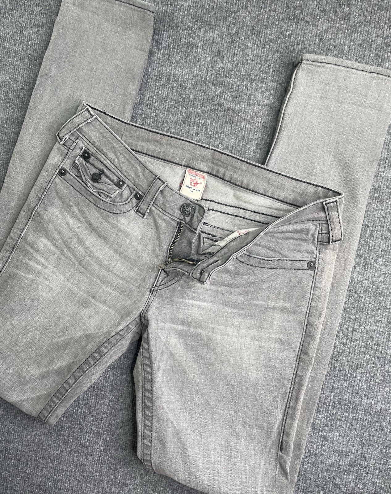 true religion jeans julie Women’s 31 Distressed Gray Skinny