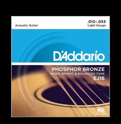 3x D'Addario EJ16 Westerngitarrensaiten 012-053 Phosphor Bronze Light 6 Saiten