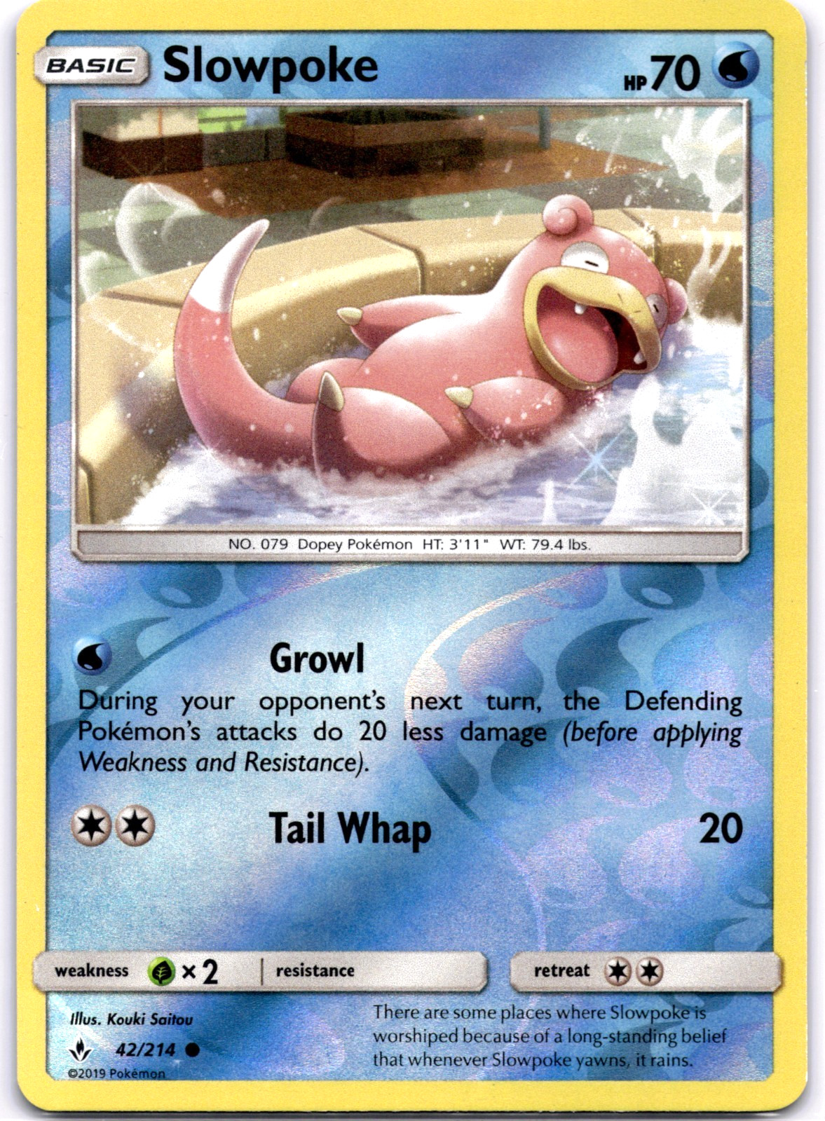 Pokemon TCG Slowpoke 42/214 Unbroken Bonds Reverse Holo Rare Near Mint