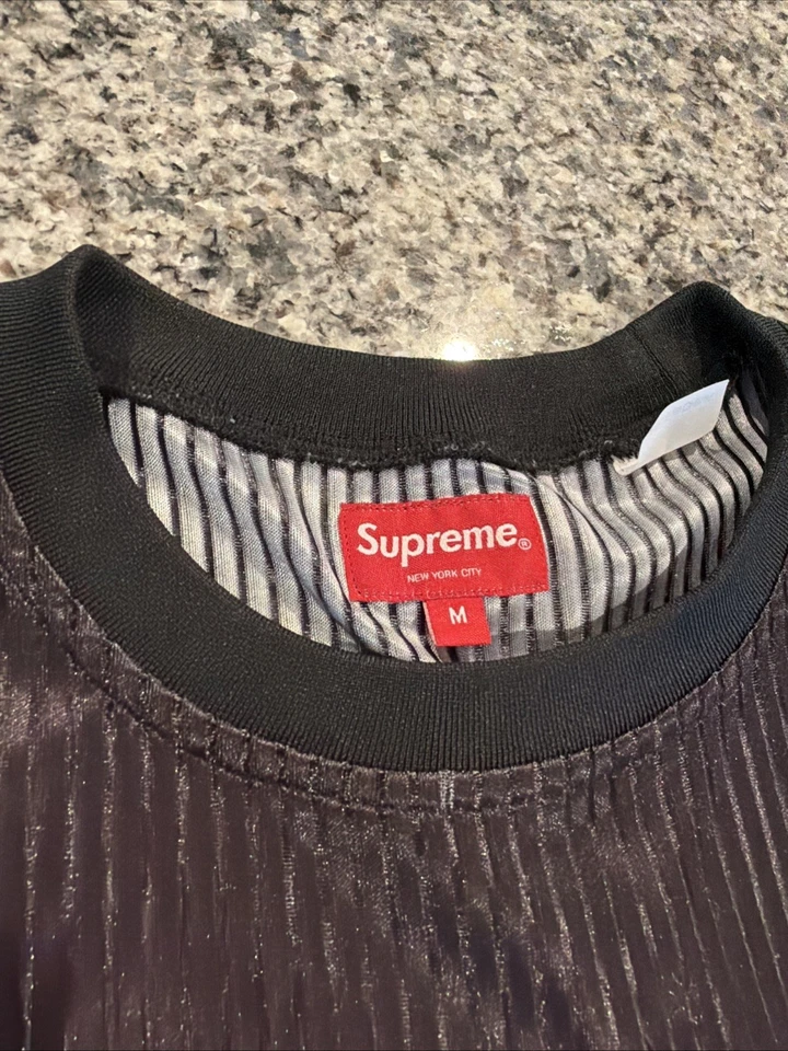 Jersey Supreme Gradient Malla Rayas Negro SS23 Para Hombre Talla XL Parche Logo NUEVO Foto 2 de 2