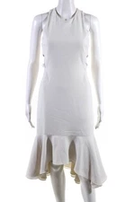 HALSTON Womens White Flounce Hem Dress White Size 4 12094582