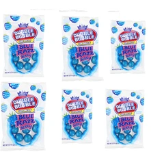 Blue Razz Berry Gumballs – 6 Pack Bags (1.2 lb Total), Large Round Bubble Gum,