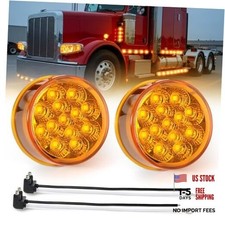 2Pcs 2.5 Mini Round LED Marker Lights 13 Diodes Reflectors w/2 2 Pcs Amber