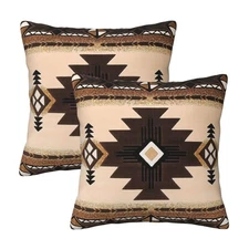 Western Aztec Throw Pillow Covers 16x16 Set of 2 Southwest Native American Br...