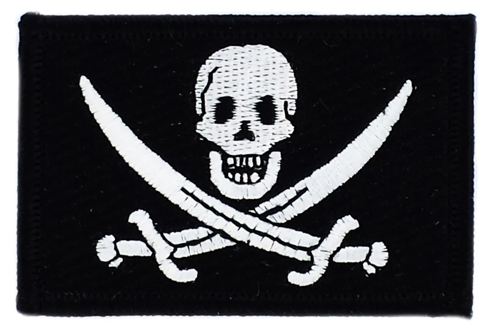 Toppe Toppa PATCH PIRATA JACK RACKHAM Bandiera banderina ricamata termoadesivo