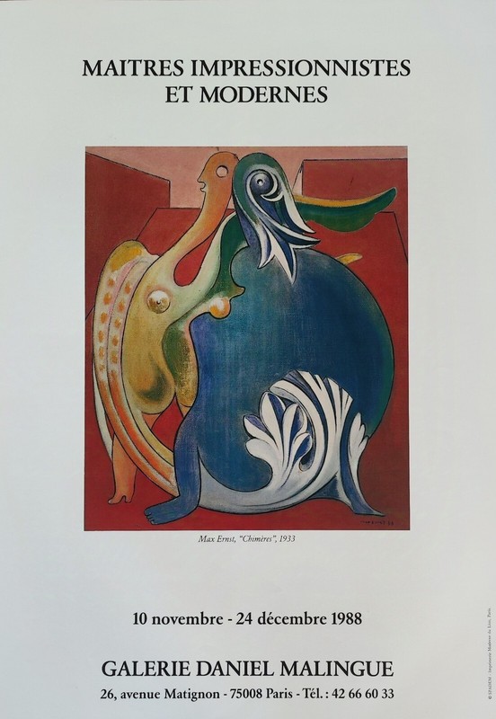 Max ERNST — Affiche originale d'exposition, Galerie Daniel Malingue, Paris