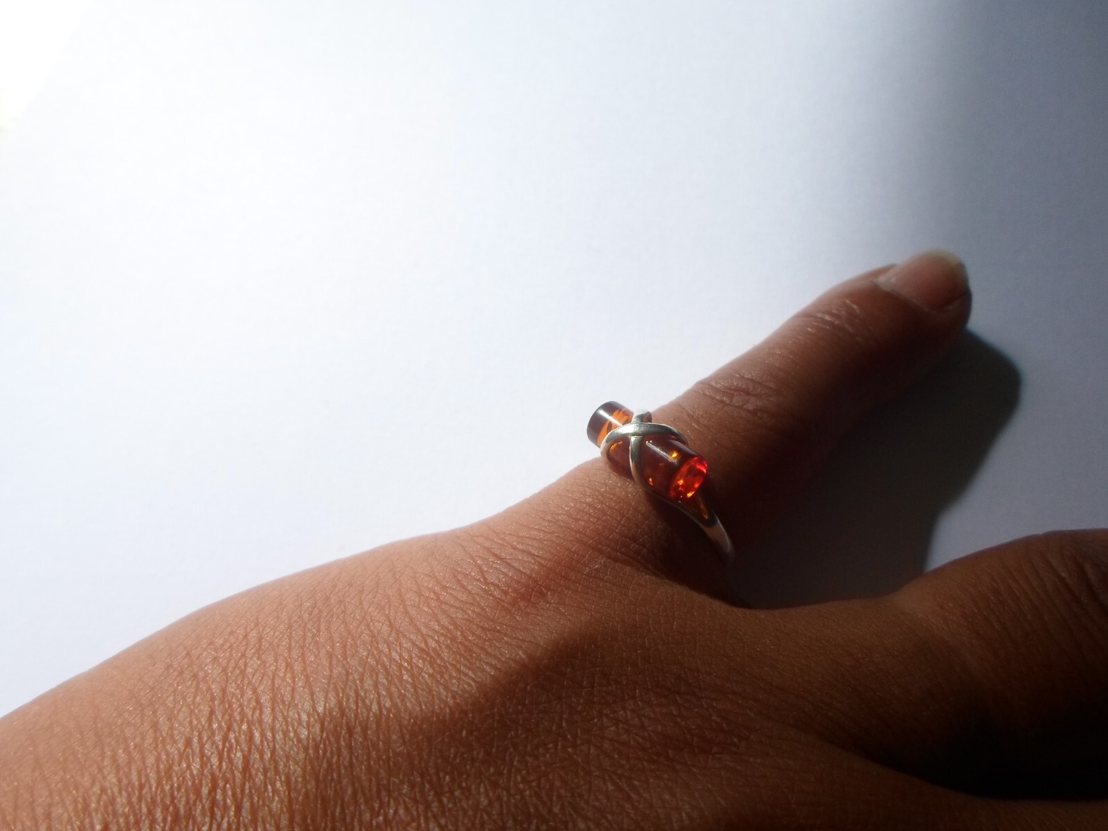 solid silver ring, amber wand, size 51 - image 2