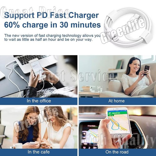 USB C-L Fast Charger Cable Type USB C PD Cord to For iPhone 14 13 12 11 Pro Max - Picture 13 of 15