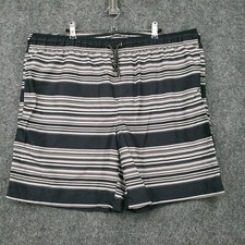 Op Ocean Pacific Trunk Shorts Mens Large Black Stripe Boardshort Drawstring Swim