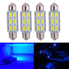 4x 4210 42mm Festoon Led Bulbs Canbus Bright Smd 5730 Interior Dome Light Blue