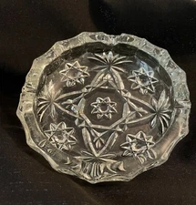 Vintage Clear Molded Glass Ashtray 5.5 x 1”